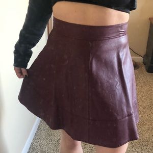 Burgundy leather skirt